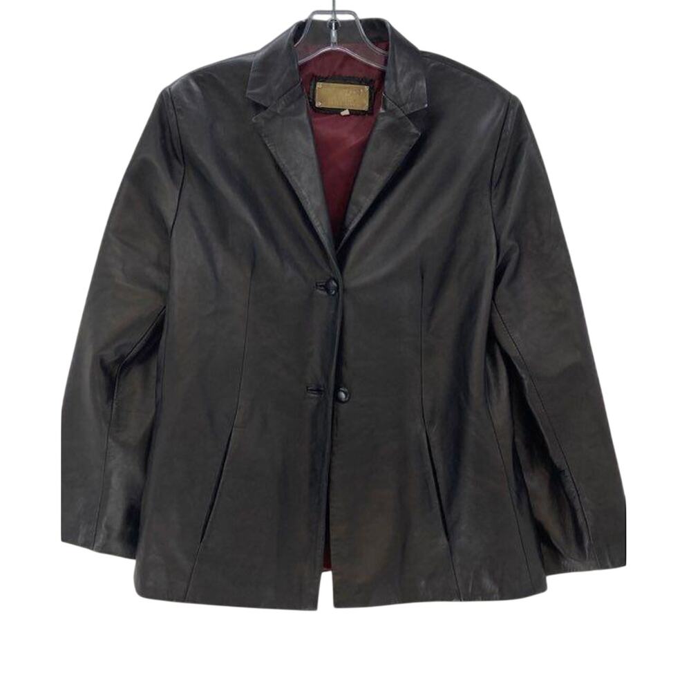 Champagne Vera Pelle Firenze Italia Dark Brown Jacket Women's XL